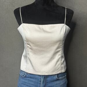 J Crew Cream Ivory Satin Corset Cami Tank Top Square Neck Size 8